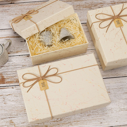 Marble Pattern Gift Box with Rustic Twine Bow