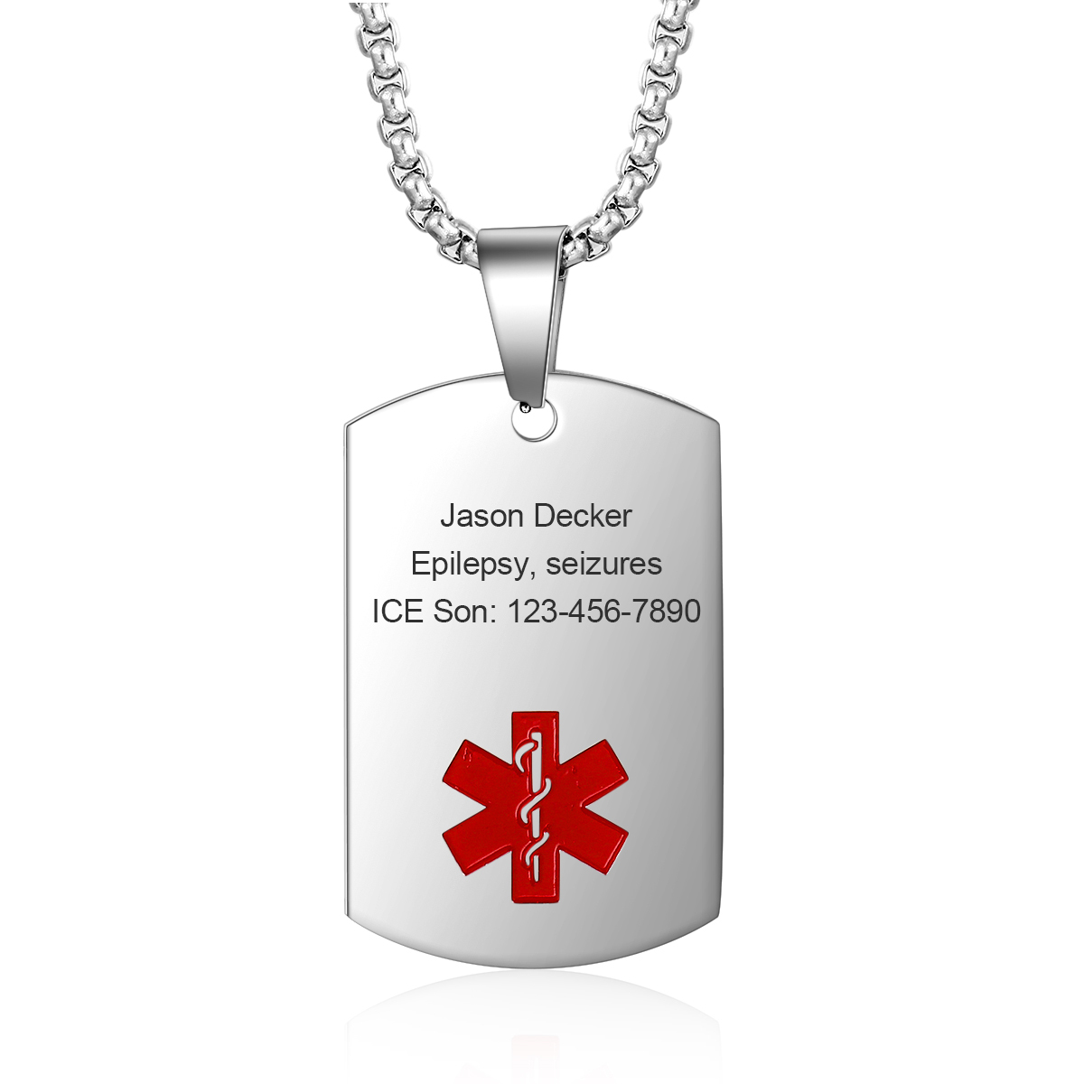 Personalised Medical Alert Necklace with Custom Engraving and Emergency Info Gift for Family | Jessemade