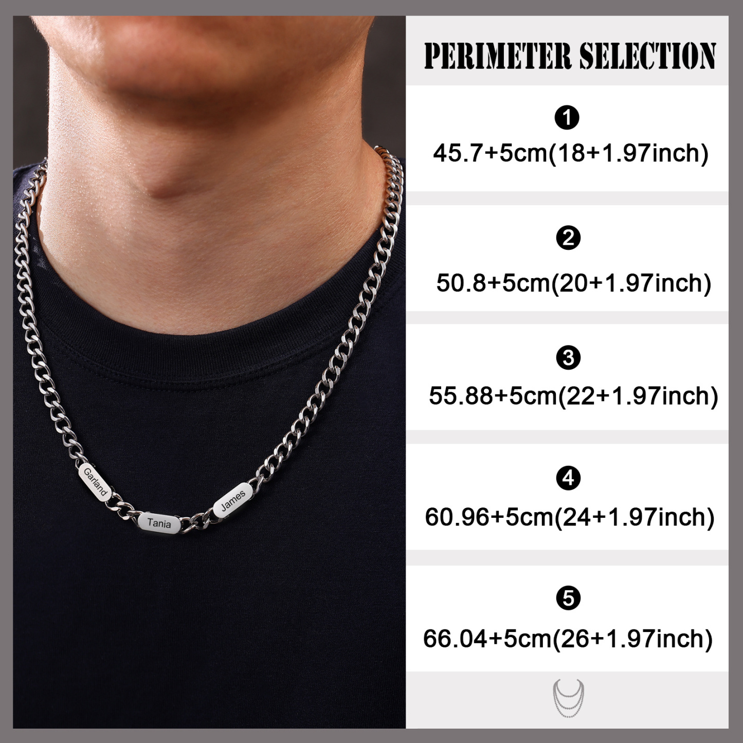 Personalized Men’s Stainless Steel Necklace Custom With 1-6 Engraved Names Gift For Dad Husband