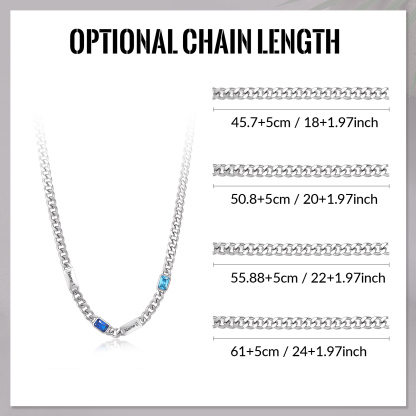 Personalized Cuban Chain Men Necklace Custom With 1-6 Names And Birthstones Gift For Dad Or Husband