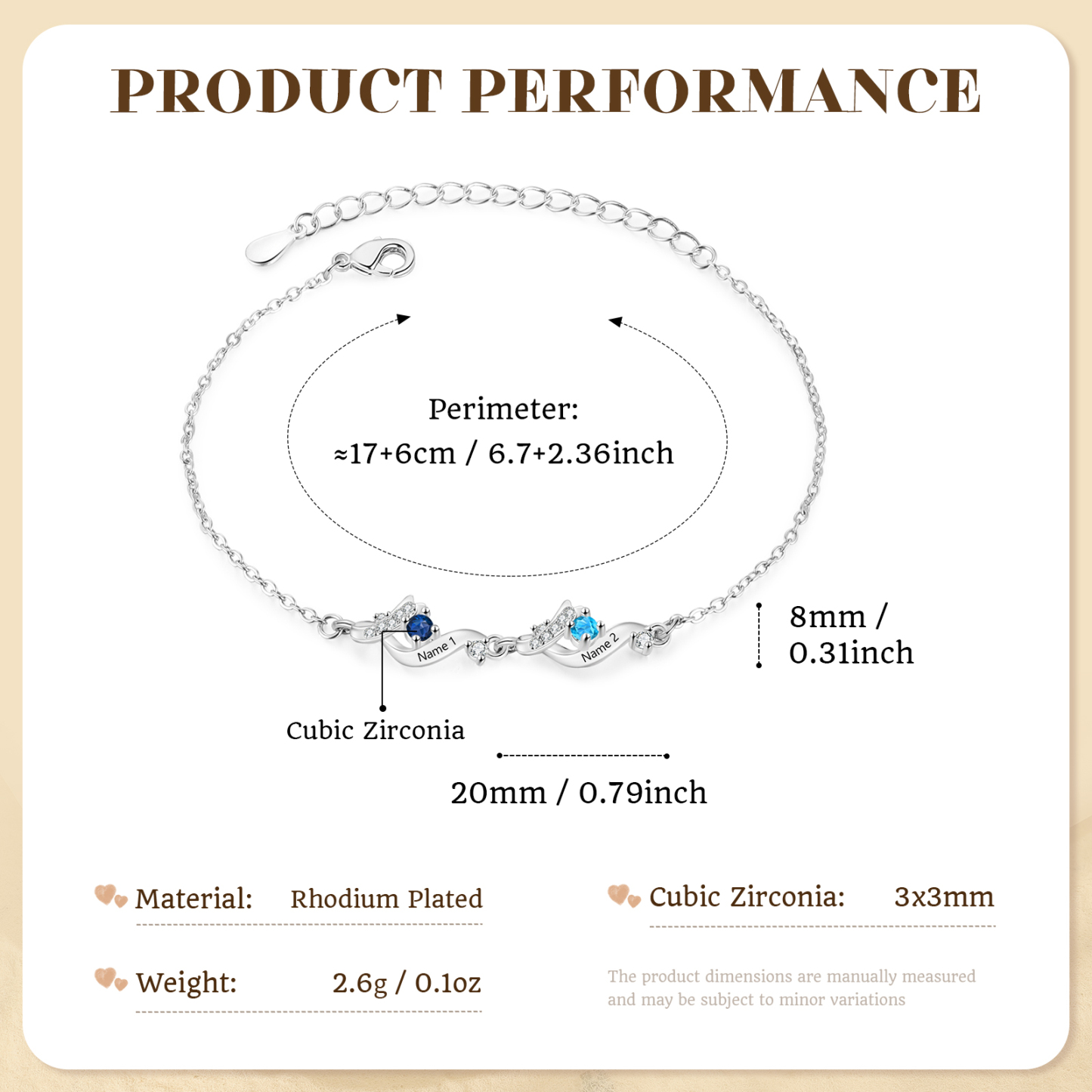 Personalized Ribbon Bracelet Custom with 2–5 Birthstone and Name for Women