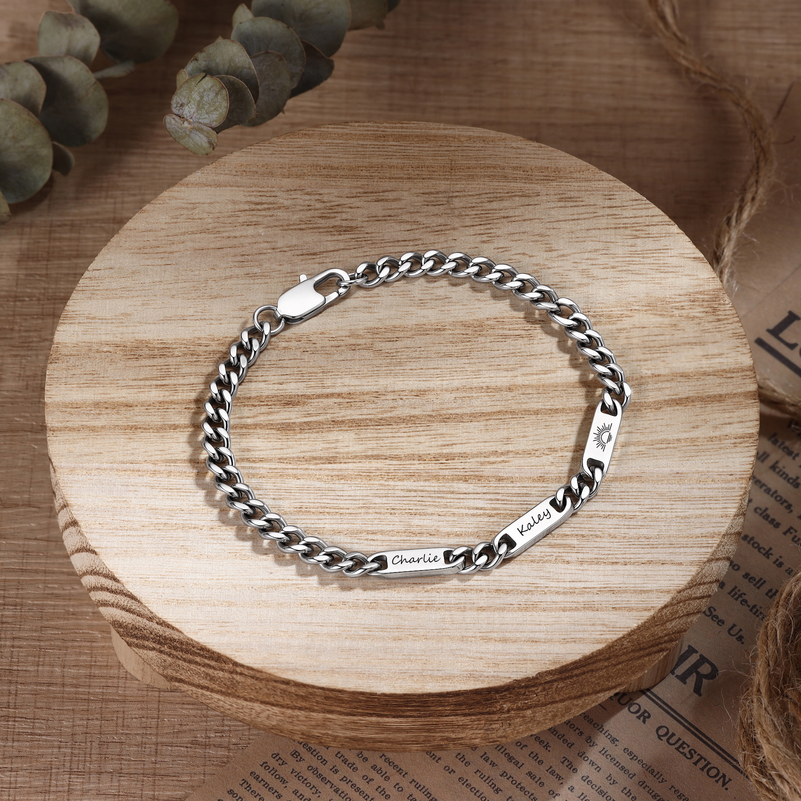 Personalized Cuban Link Bracelet For Men Customized with 2-6 Name Stainless Steel