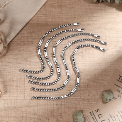Personalized Cuban Link Bracelet For Men Customized with 2-6 Name Stainless Steel