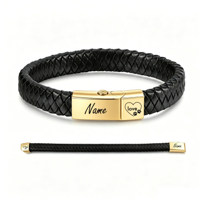 Personalized Braided Leather Memorial Bracelet Pet Ashes Keepsake Bracelet