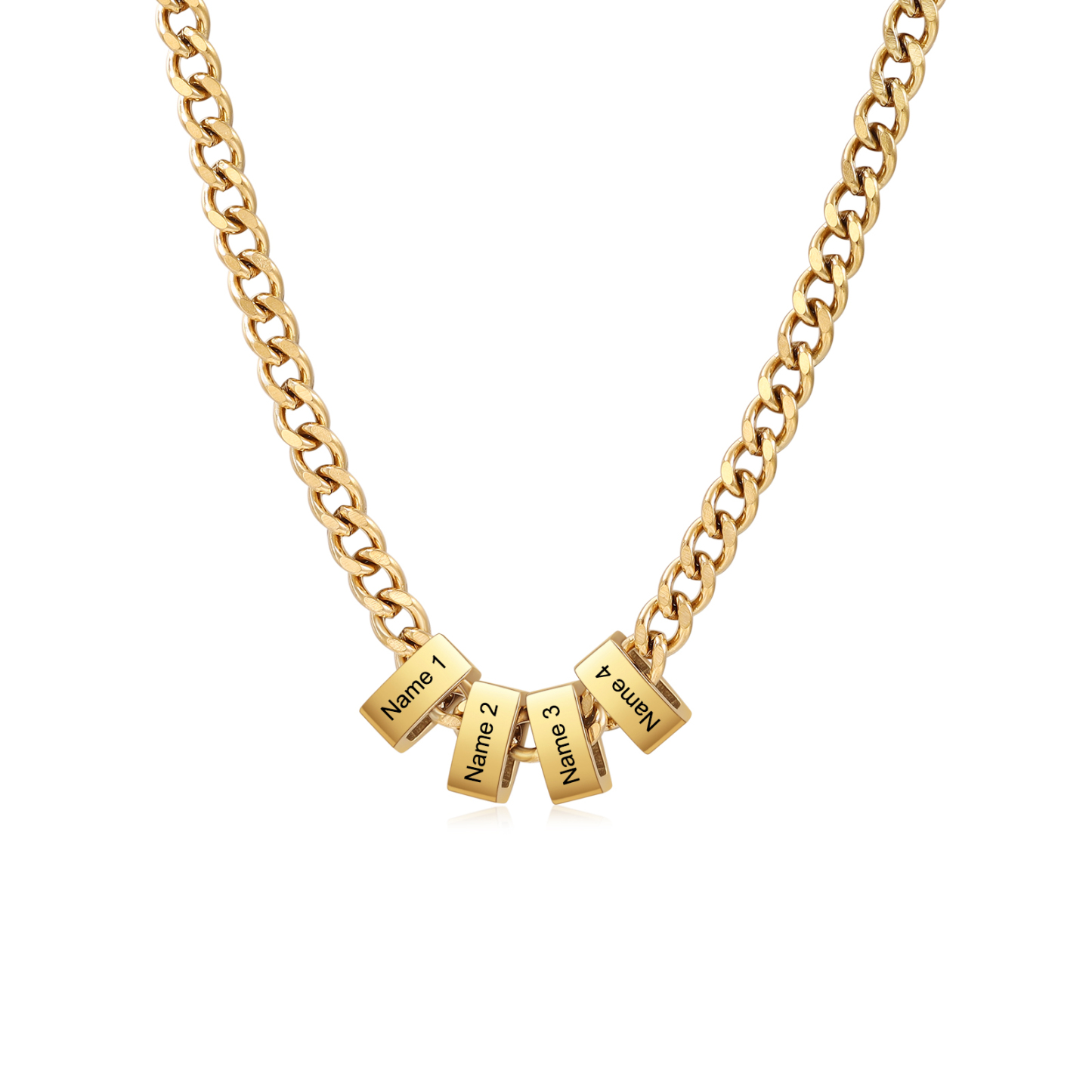 Personalized Mens Cuban Link Chain Necklace with 1–6 Names