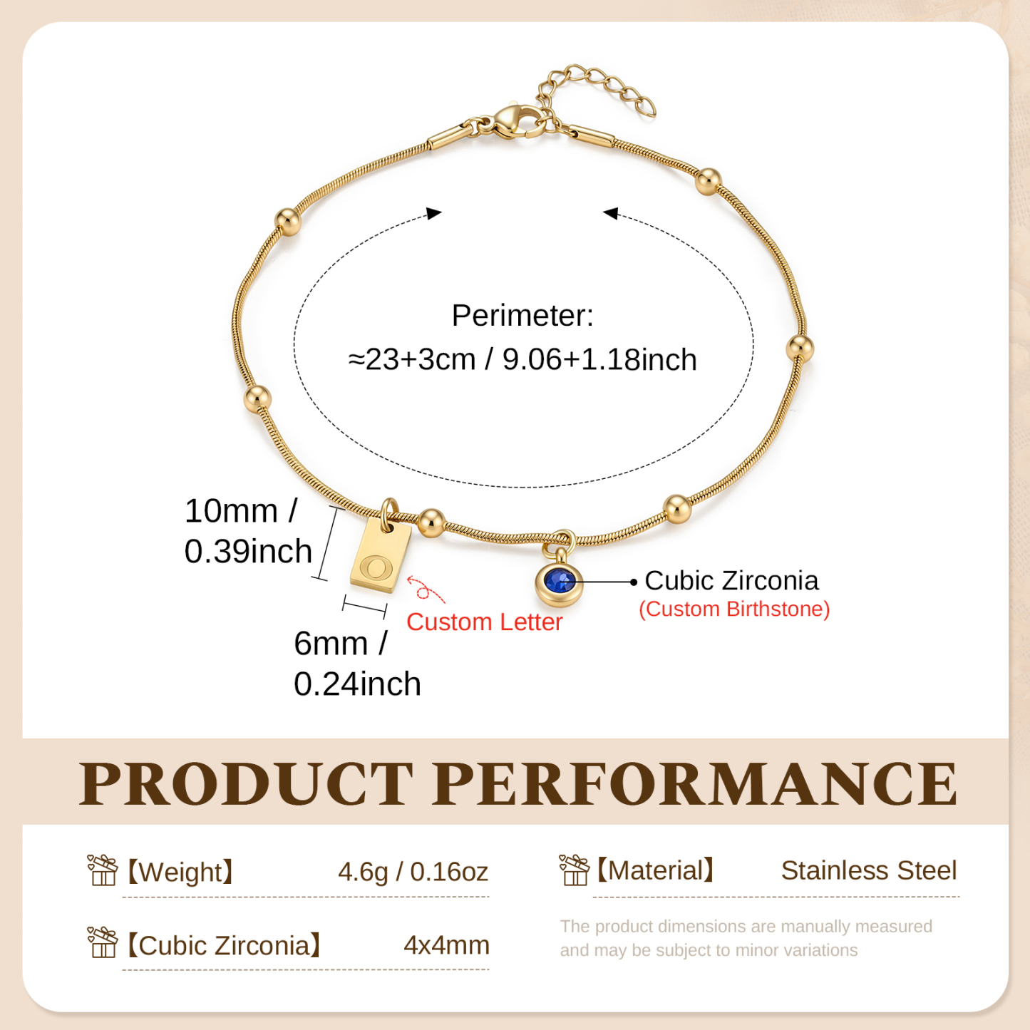 Personalized Birthstone Initial Anklet Minimalist Summer Anklet Bracelet