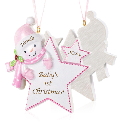 Custom Baby's First Christmas Snowman Star Ornament