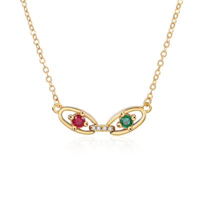 Personalized 2–5 Birthstones Gold Chain Necklace for Women, a Meaningful Everyday Gift for Birthdays, Anniversaries, and Christmas for Mom, Wife, Girlfriend, or Daughter | Jessemade