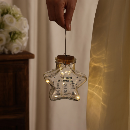 Personalized Star Glass Fairy LED Light Jar for Mom