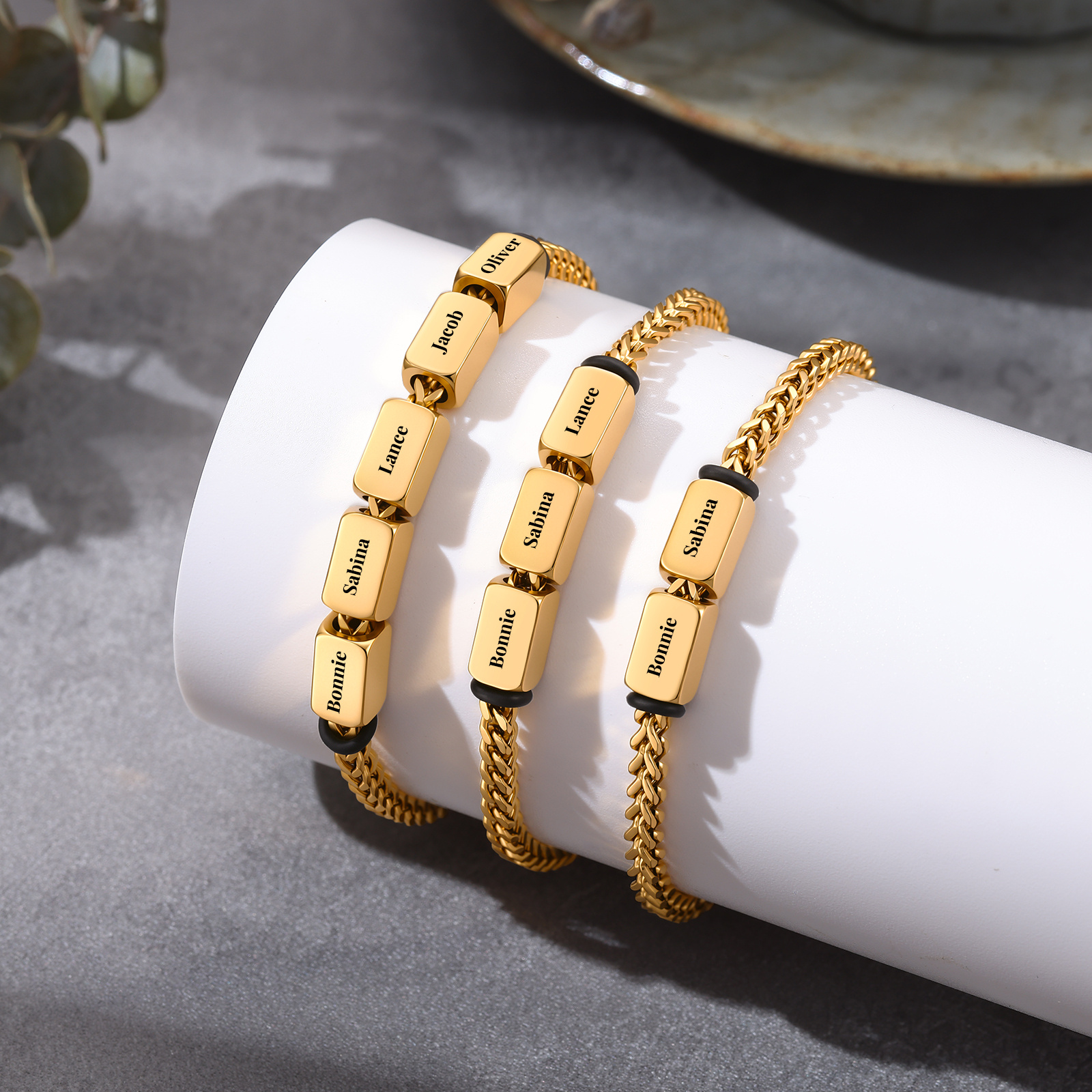 Personalized Men’s Bracelet With 2-5 Names Gold Cuban Link Bracelet Gift For Men