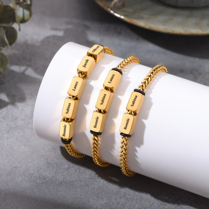 Personalized Men’s Bracelet With 2-5 Names Gold Cuban Link Bracelet Gift For Men