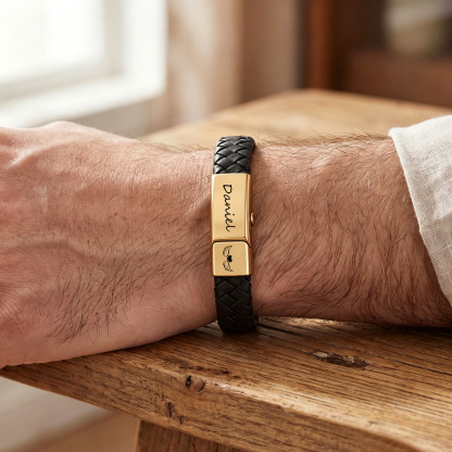 Personalized Braided Leather Memorial Bracelet Pet Ashes Keepsake Bracelet