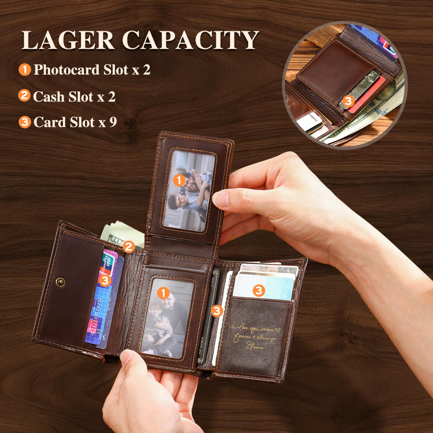 Personalized Genuine Leather Wallet With RFID Protection Trifold Custom With Initials And Name