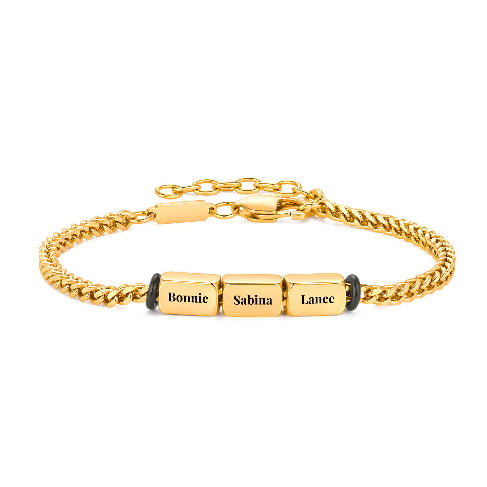Personalized Men’s Bracelet With 2-5 Names Gold Cuban Link Bracelet Gift For Men