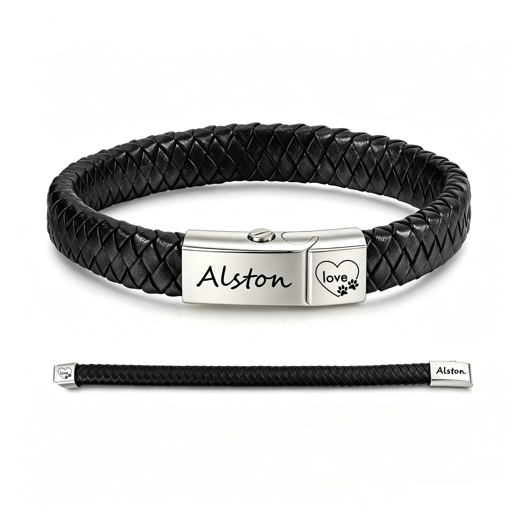Personalized Pet Ashes Urn Bracelet Braided Leather Bracelet Custom 1 Name and 1 Symbol Pet Ashes Keepsake Memorial Gift for Anniversary Birthday for Boyfriend Friend | Jessemade