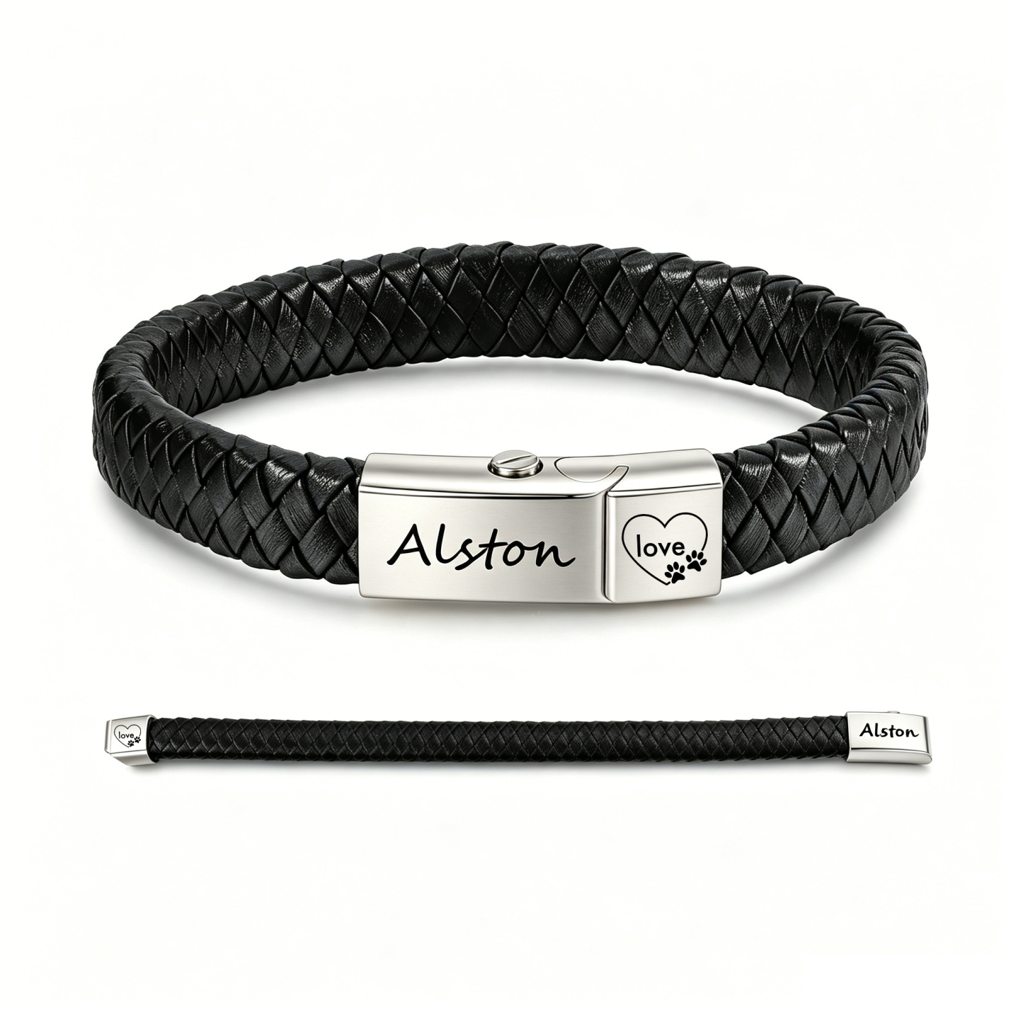 Personalized Pet Ashes Urn Bracelet Braided Leather Bracelet Custom 1 Name and 1 Symbol Pet Ashes Keepsake Memorial Gift for Anniversary Birthday for Boyfriend Friend | Jessemade