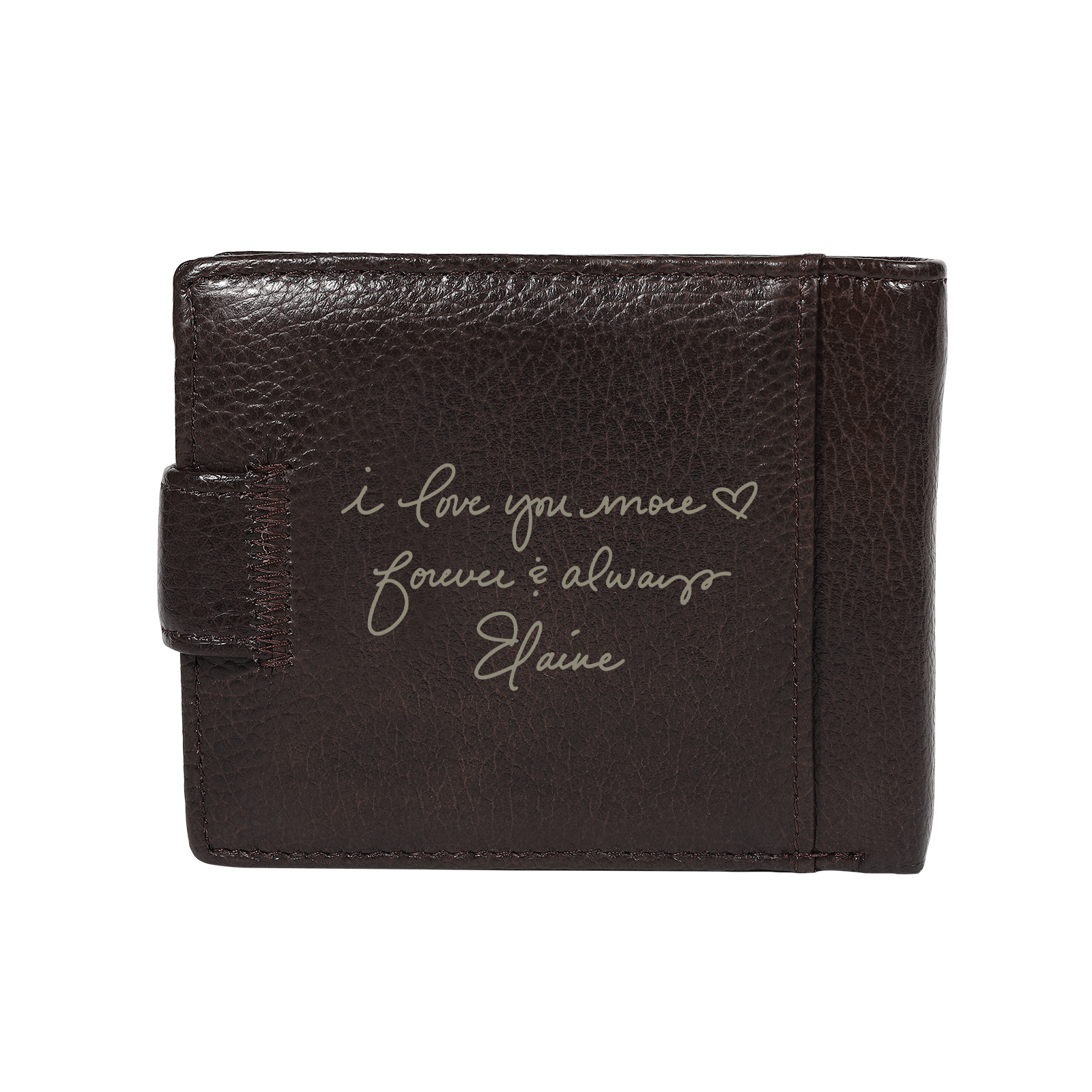 Personalized Leather RFID Blocking Bifold Wallet for Men with Snap Closure Name or Initials Engraved
