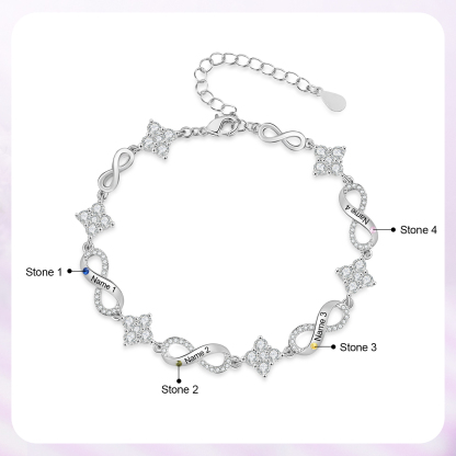 Personalized Infinity Birthstone Bracelet with 1–5 Family Names