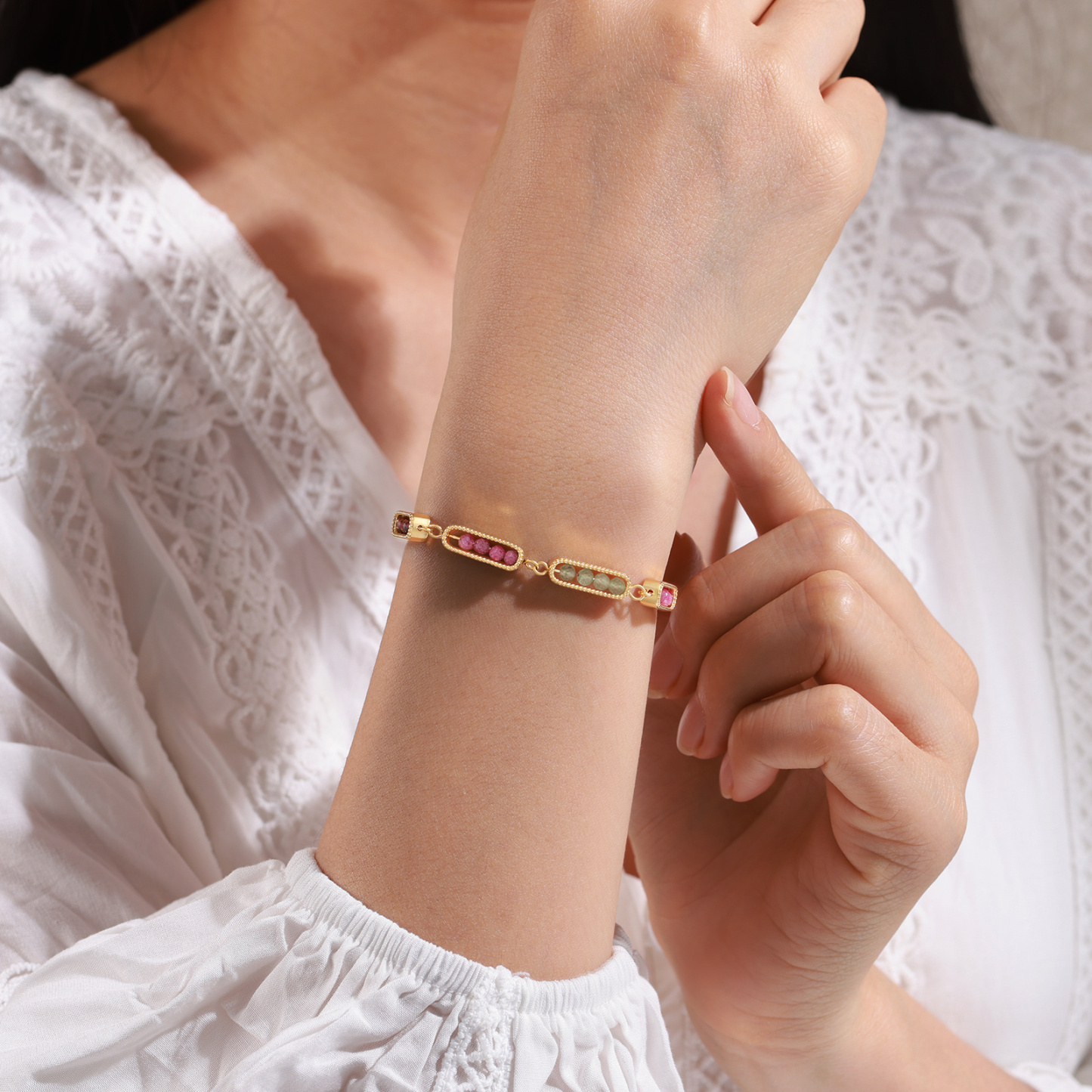 Personalized Bar Bracelet With Birthstone Adjustable Minimalist Design for Women