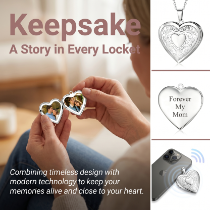Personalized Heart Locket Necklace NFC Engraved Name