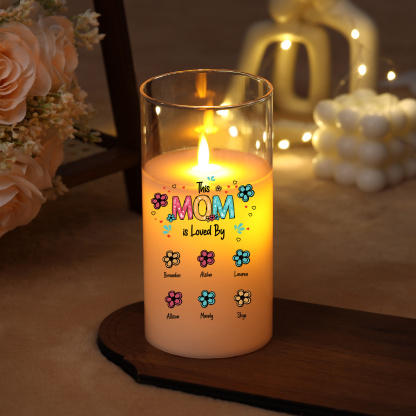 Personalized LED Glass Candle - This Mom Is Loved By