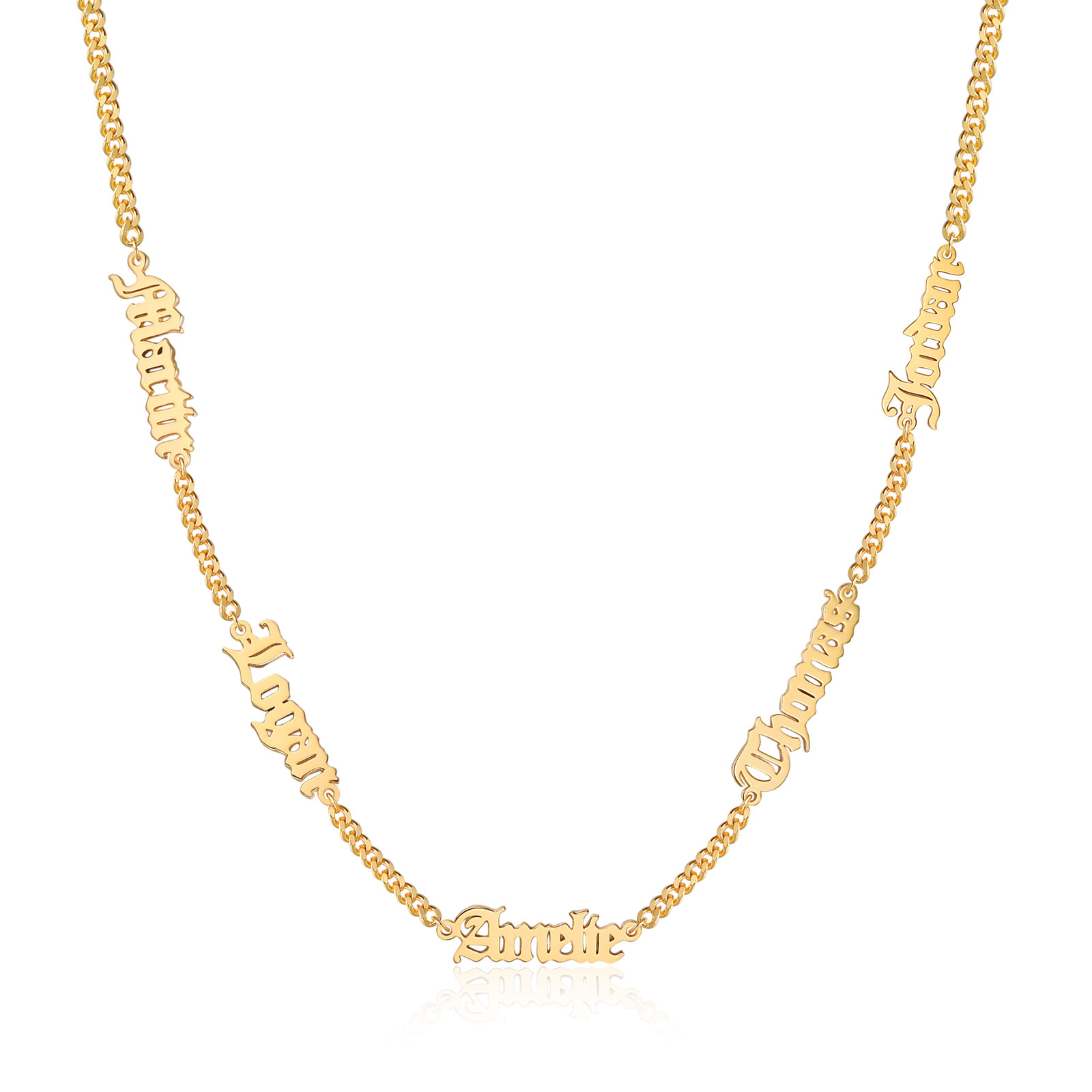 Personalized Gothic Men's Necklace with 1-5 Names