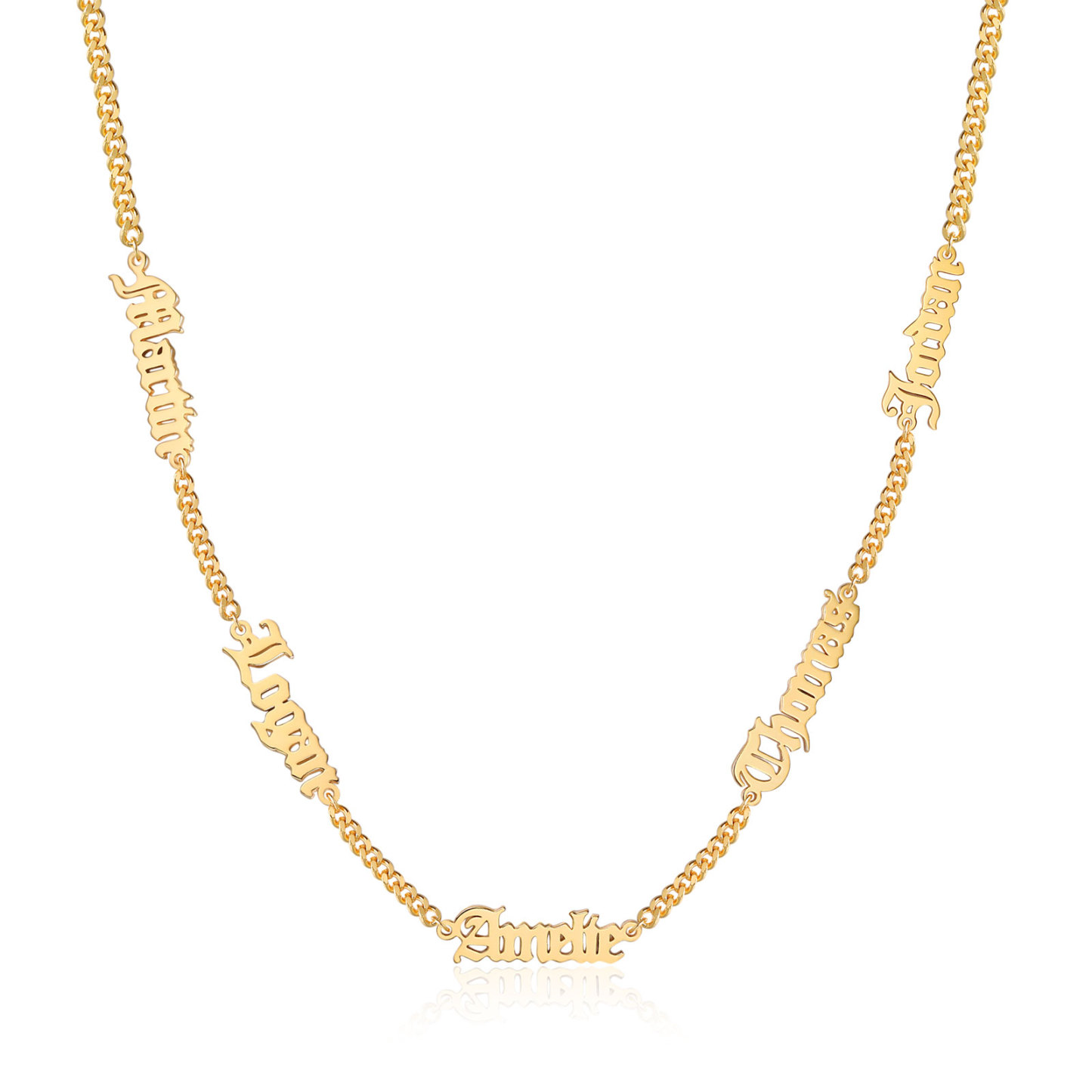 Personalized Gothic Men's Necklace with 1-5 Names