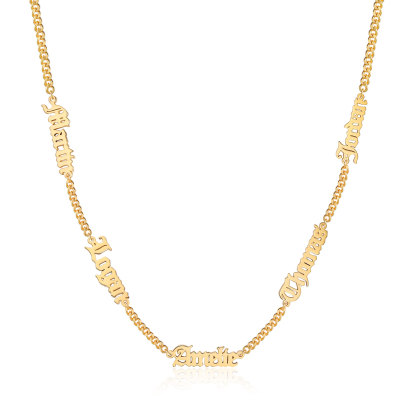 Personalized Gothic Men's Necklace with 1-5 Names