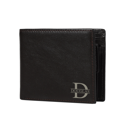 Personalized Leather RFID Bifold Wallet for Men with ID Window and Initial or Name Engraved