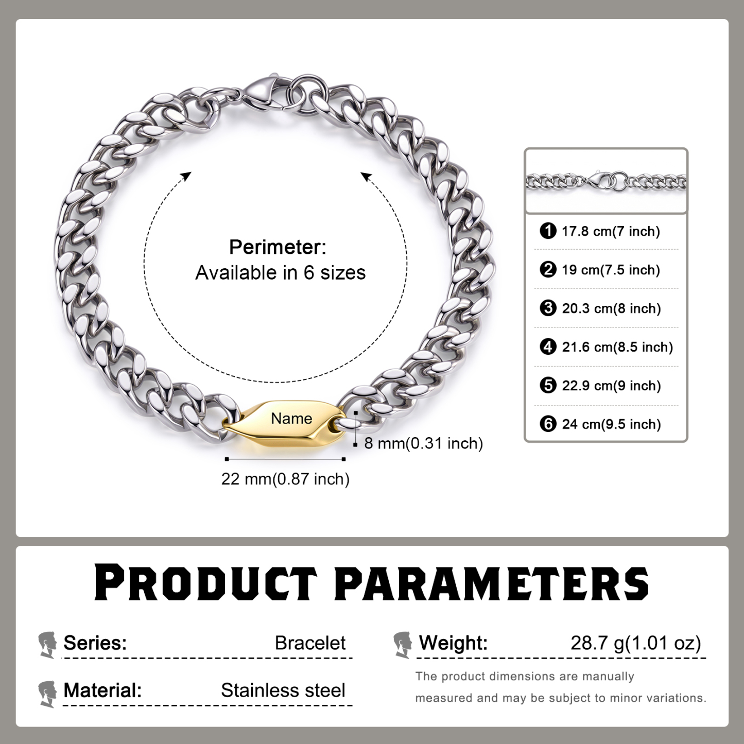 Personalized Stainless Steel Curb Chain Bracelet Custom With 1-5 Engraved Names Gift For Dad Husband Family