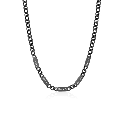 Personalized Men’s Stainless Steel Necklace Custom With 1-6 Engraved Names Gift For Dad Husband