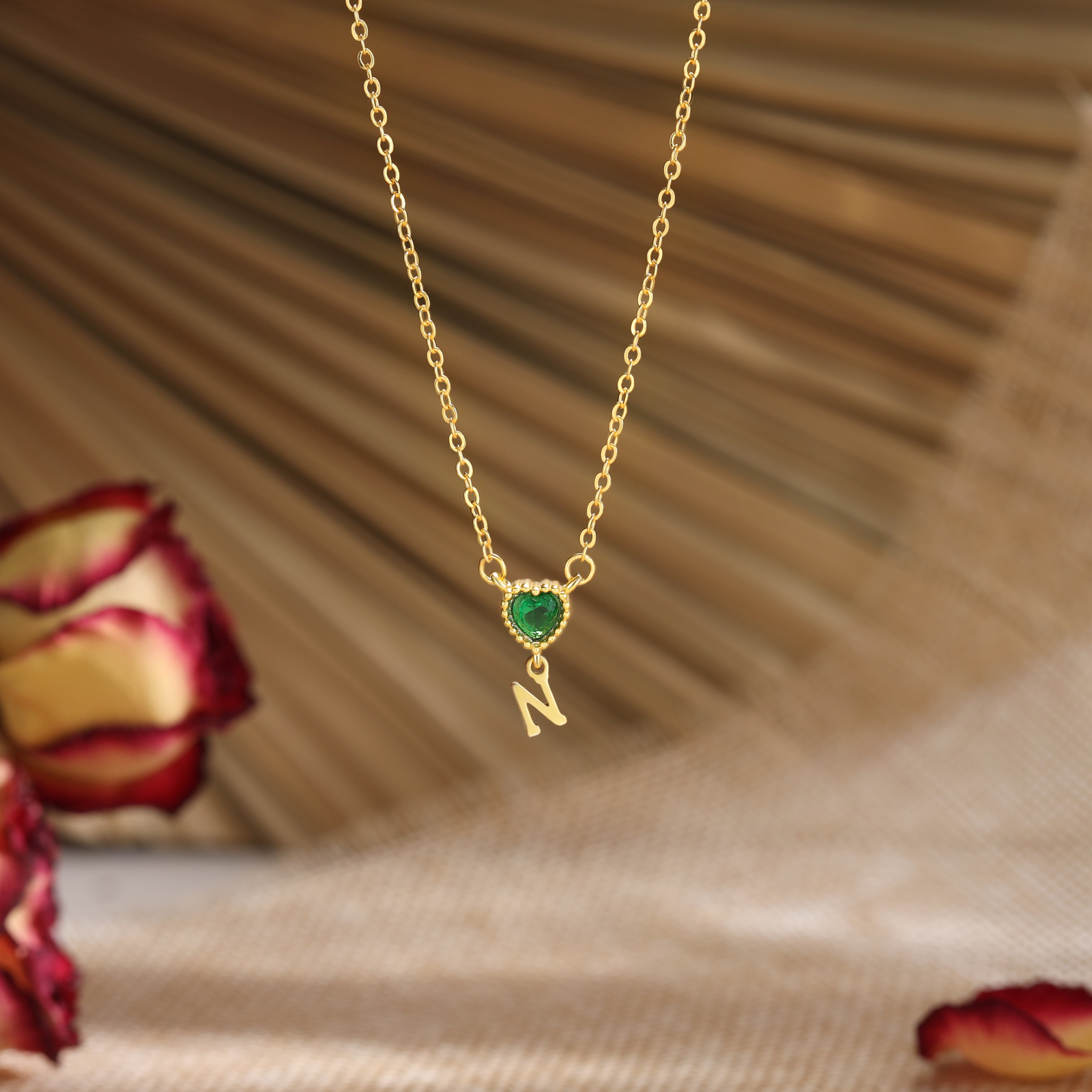 Personalized Heart Birthstone Initials Necklace for Women