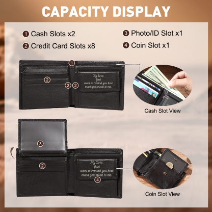 Personalized Leather RFID Bifold Wallet for Men with ID Window and Initial or Name Engraved