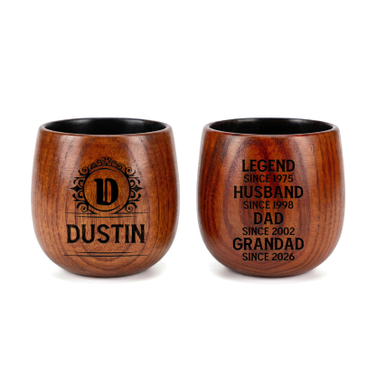 Personalized Wooden Whiskey Tumbler Engraved Name Cup for Dad or Grandpa
