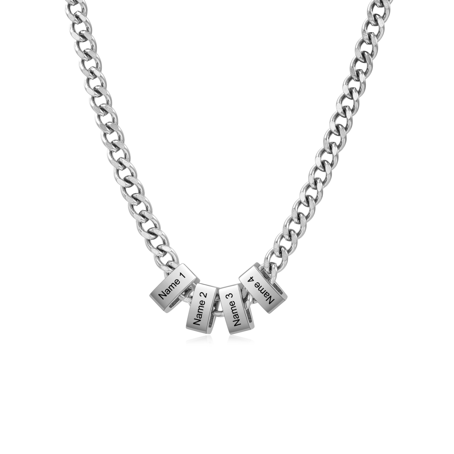 Personalized Mens Cuban Link Chain Necklace with 1–6 Names