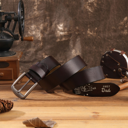 Personalized Leather Belt Custom Engraving Birthday Gift for Grandpa | Jessemade
