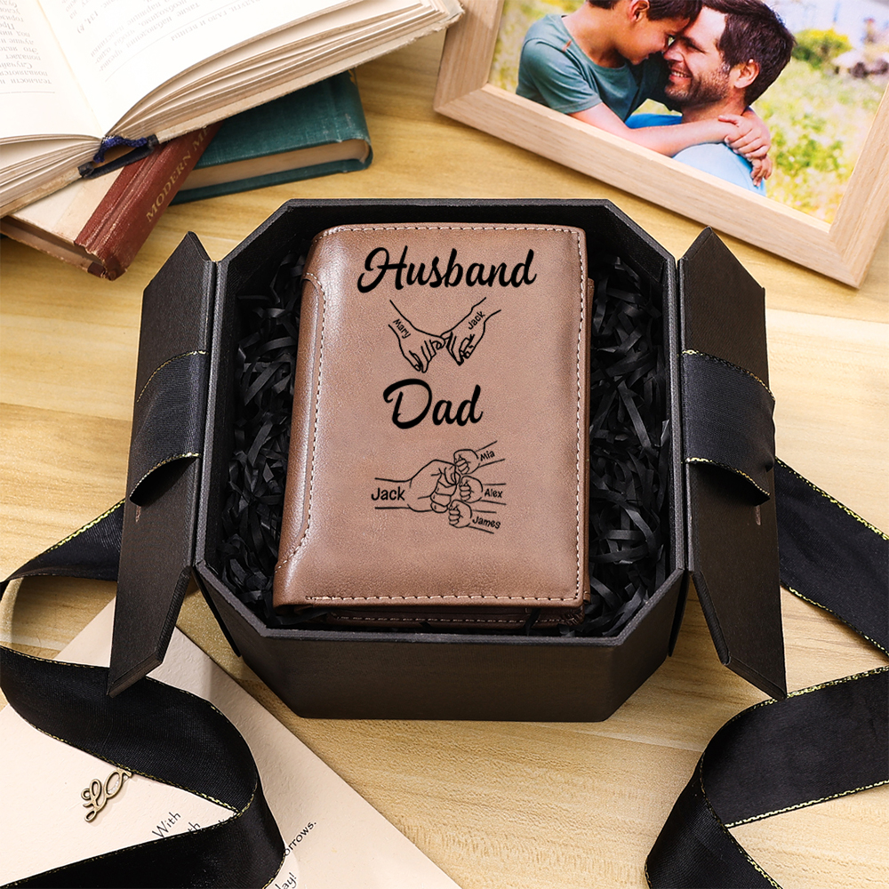 Personalised Leather Wallet for Husband Dad – Custom Engraved Gift for Him | Jessemade