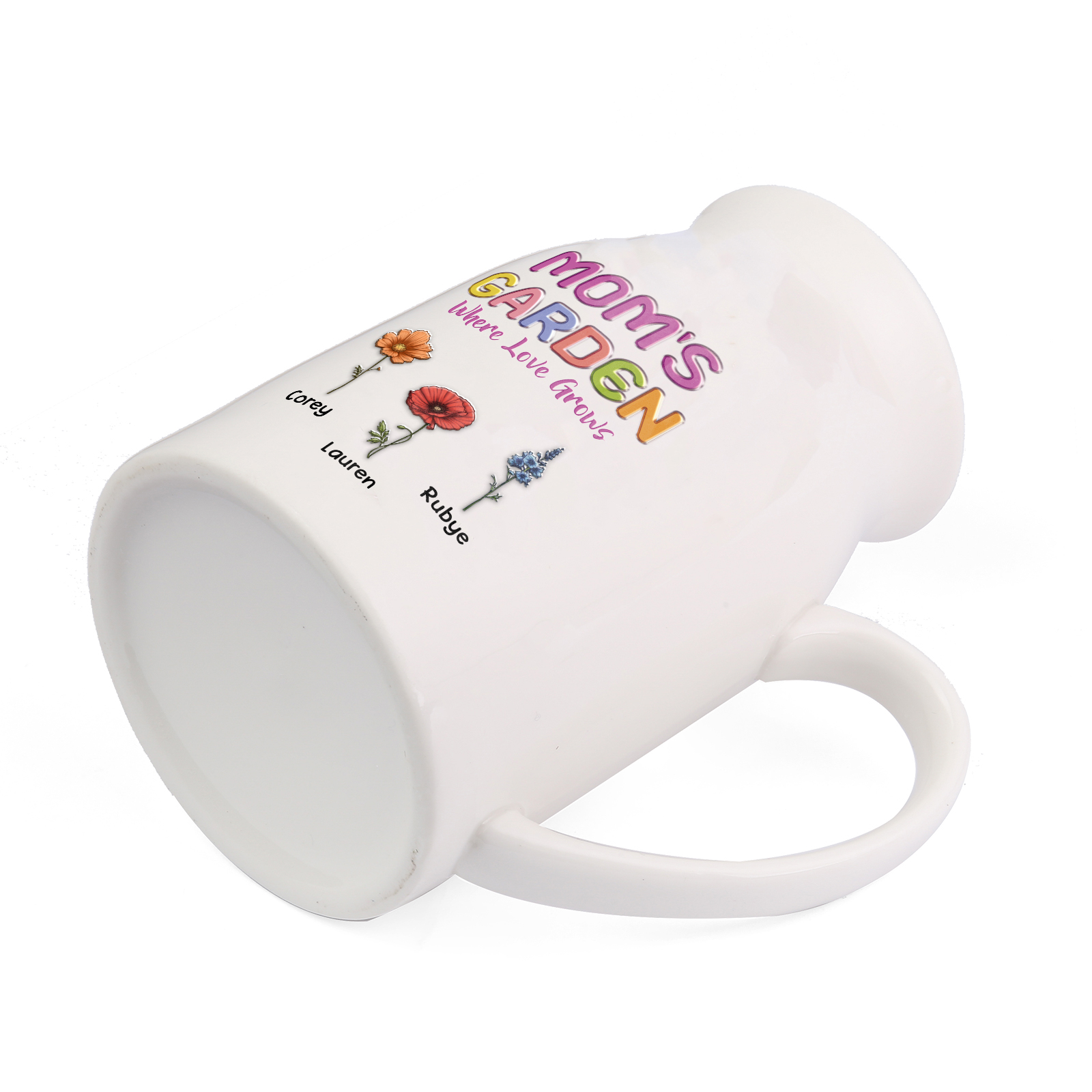 Personalized Ceramic Pitcher Vase Custom With 1-10 Names And Birth Flowers Gift For Mom Or Grandma