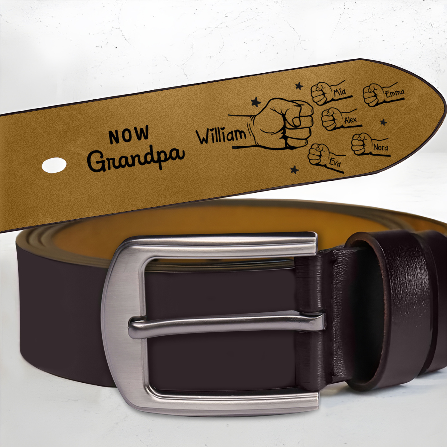 Personalized Engraved Leather Belt for Grandpa Gift |  Jessemade