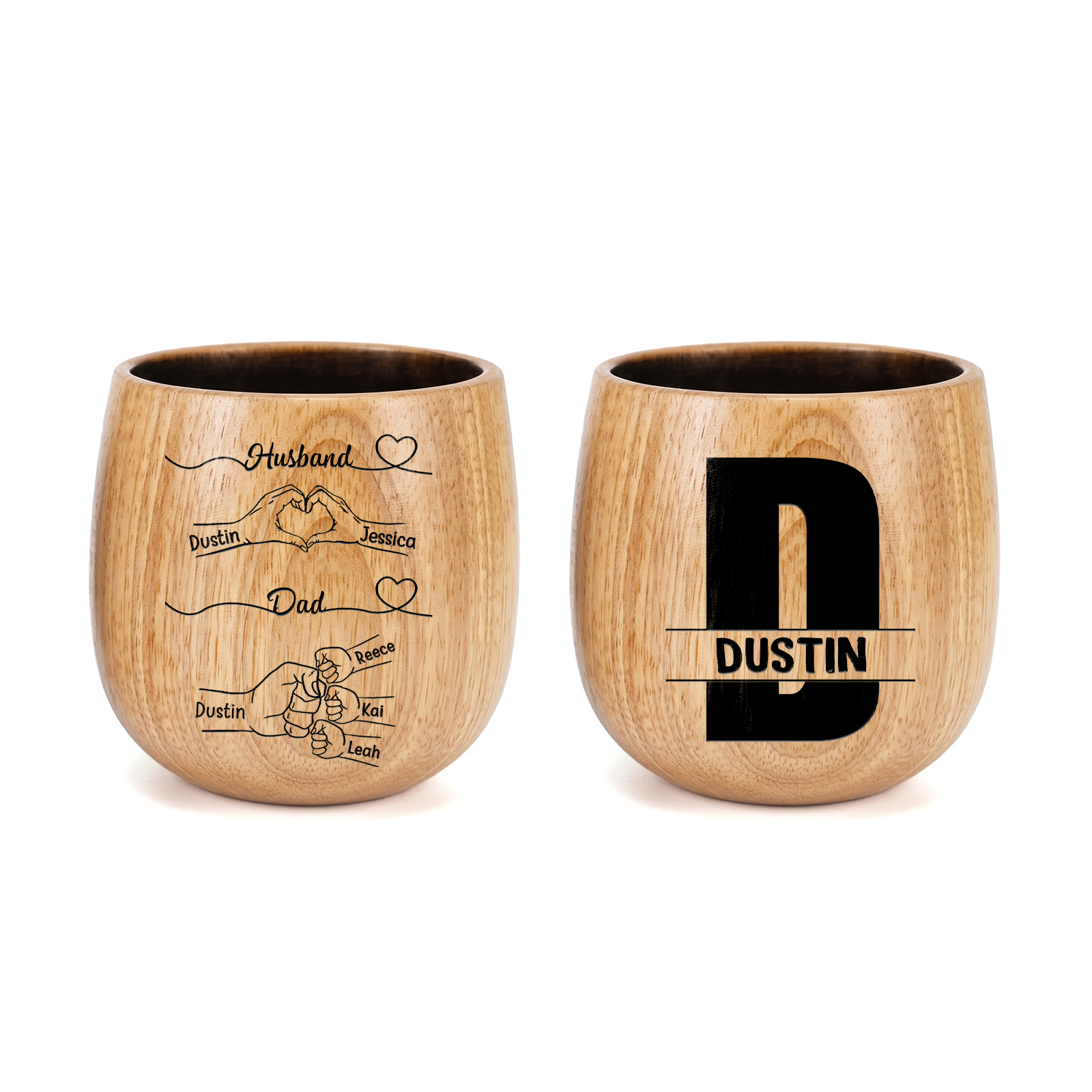 Personalized Wooden Whisky Tumbler for Husband or Dad