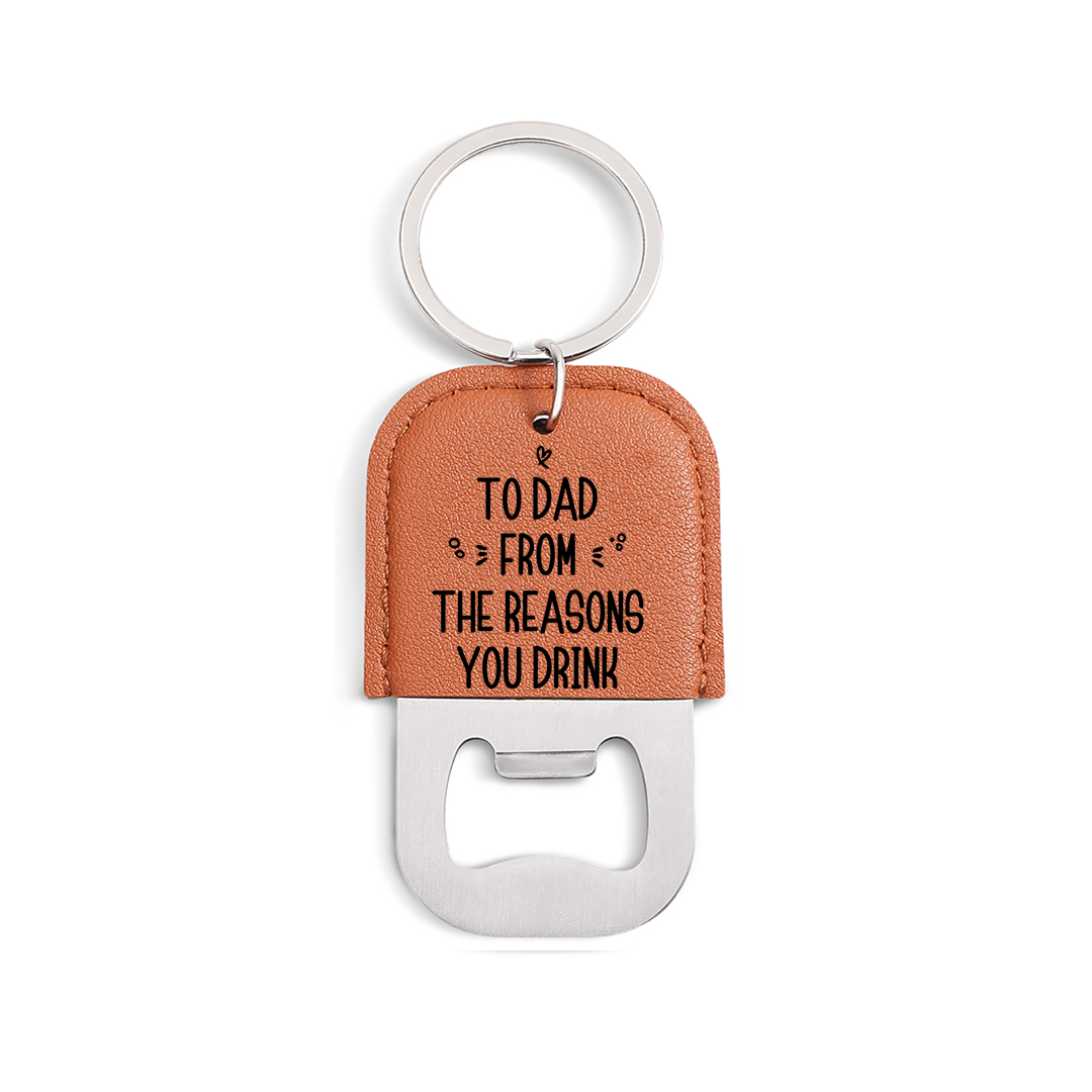 Personalized Leather Keychain With Bottle Opener For Dad Customized With 1–6 Children’s Names And Photo