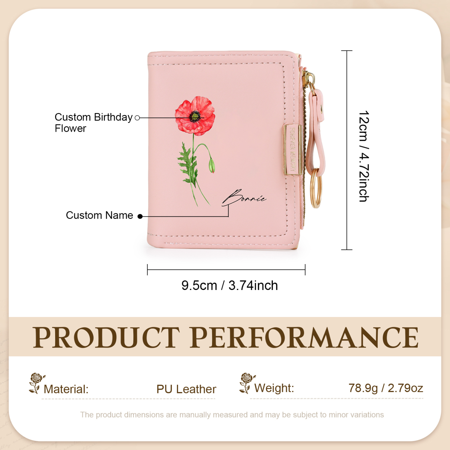 Personalized Women’s Leather Wallet Custom With Name And Birth Flower