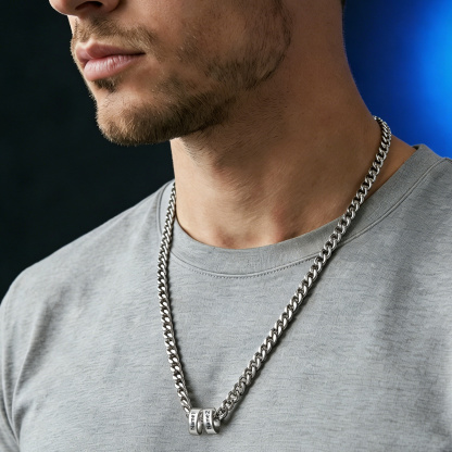 Personalized Stainless Steel Men’s Necklace Custom With 2-6 Name Beads For Men Dad Husband