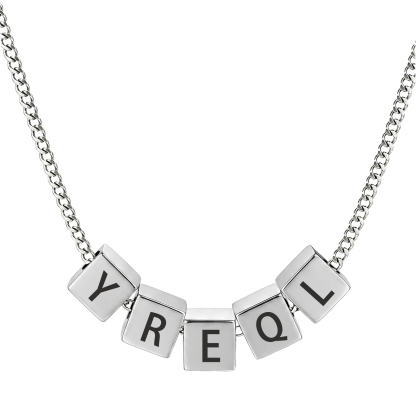 Personalized Men's Stainless Steel Necklace With Letter Cube Gift For Him