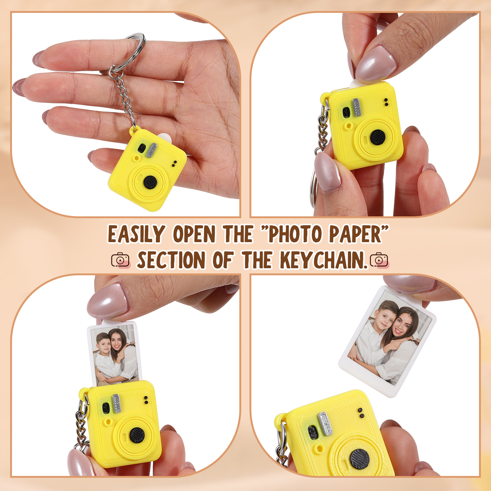 Personalized Mini Camera Keychain Custom With A Pull-Out Photo