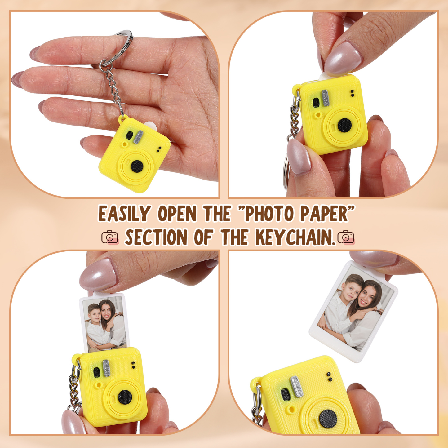 Personalized Mini Camera Keychain Custom With A Pull-Out Photo
