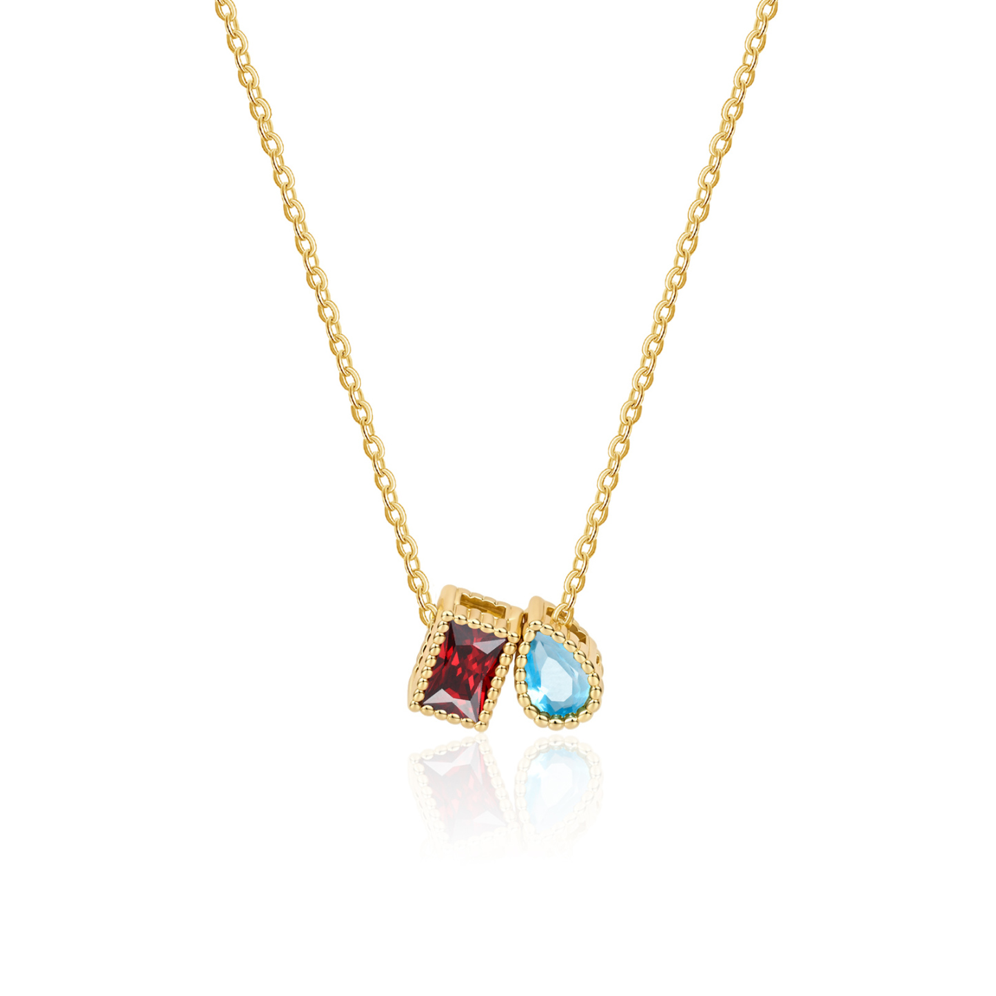 Personalized Birthstone Necklace Custom 1 to 6 Birthstones Mothers Day Birthday Anniversary Gift for Mom Wife | Jessemade