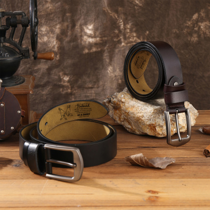 Personalized Leather Belt for Husband Dad Family Holding Hand with Engraved 3-8 Names