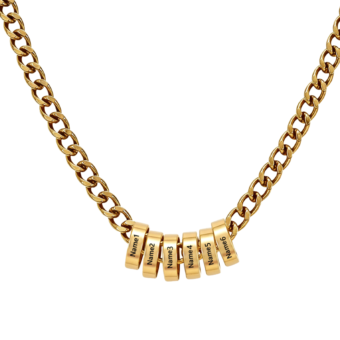 Personalized Stainless Steel Men’s Necklace Custom With 2-6 Name Beads For Men Dad Husband