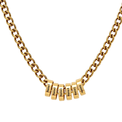 Personalized Stainless Steel Men’s Necklace Custom With 2-6 Name Beads For Men Dad Husband